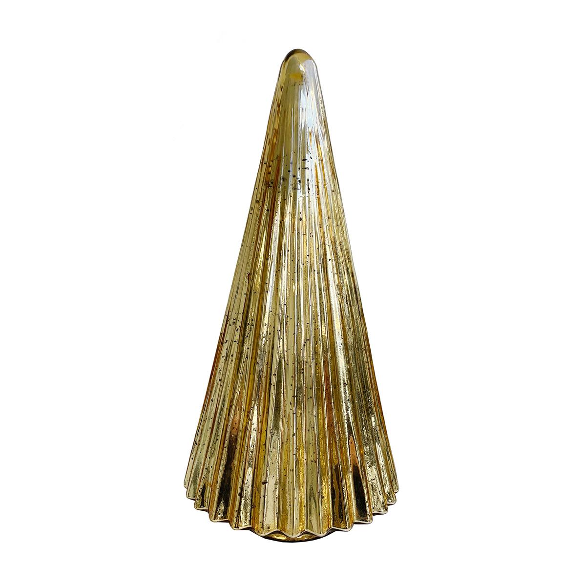 Glass Tree Ribbed Gold 45Cm