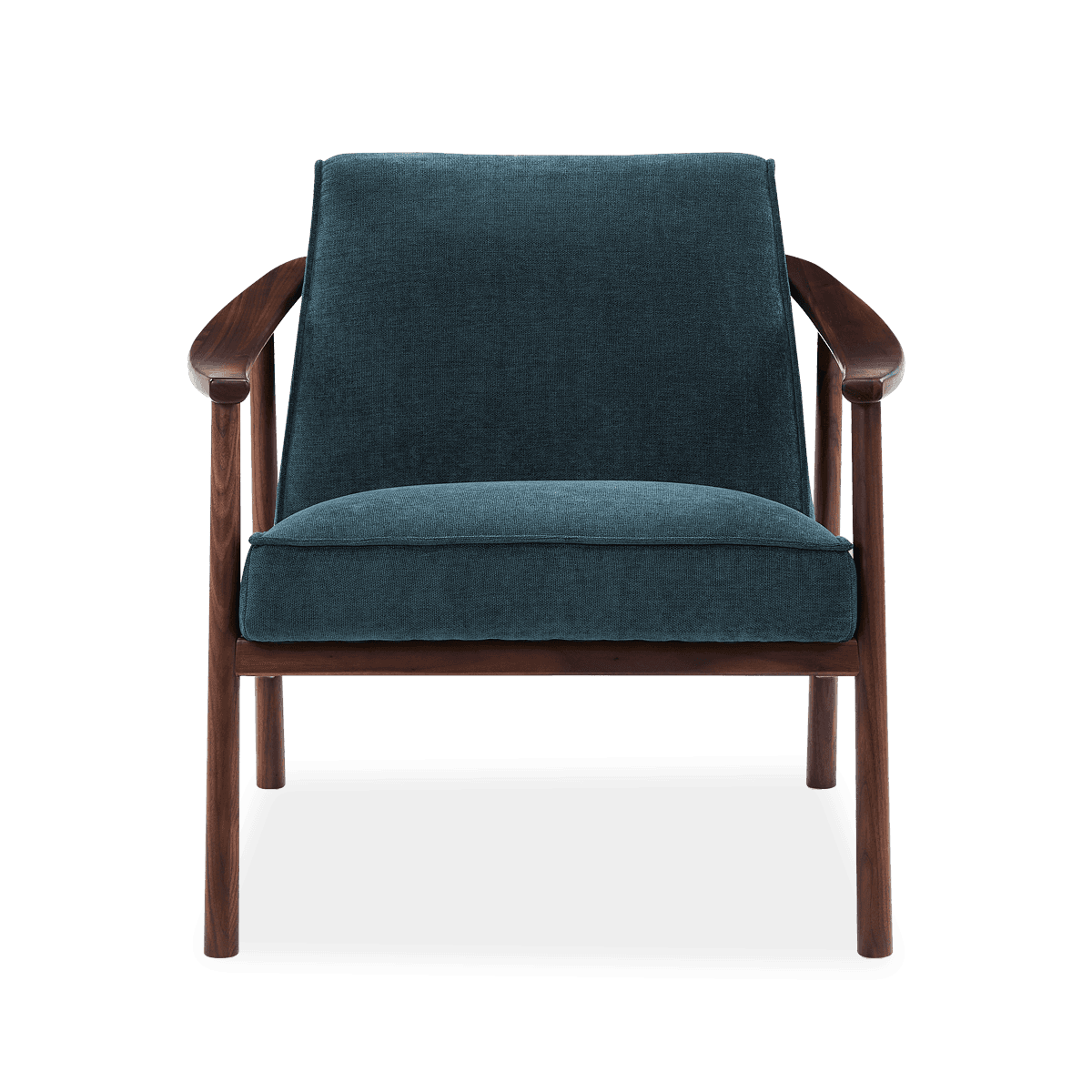 Platos Lounge Chair, Solid Walnut/Blue