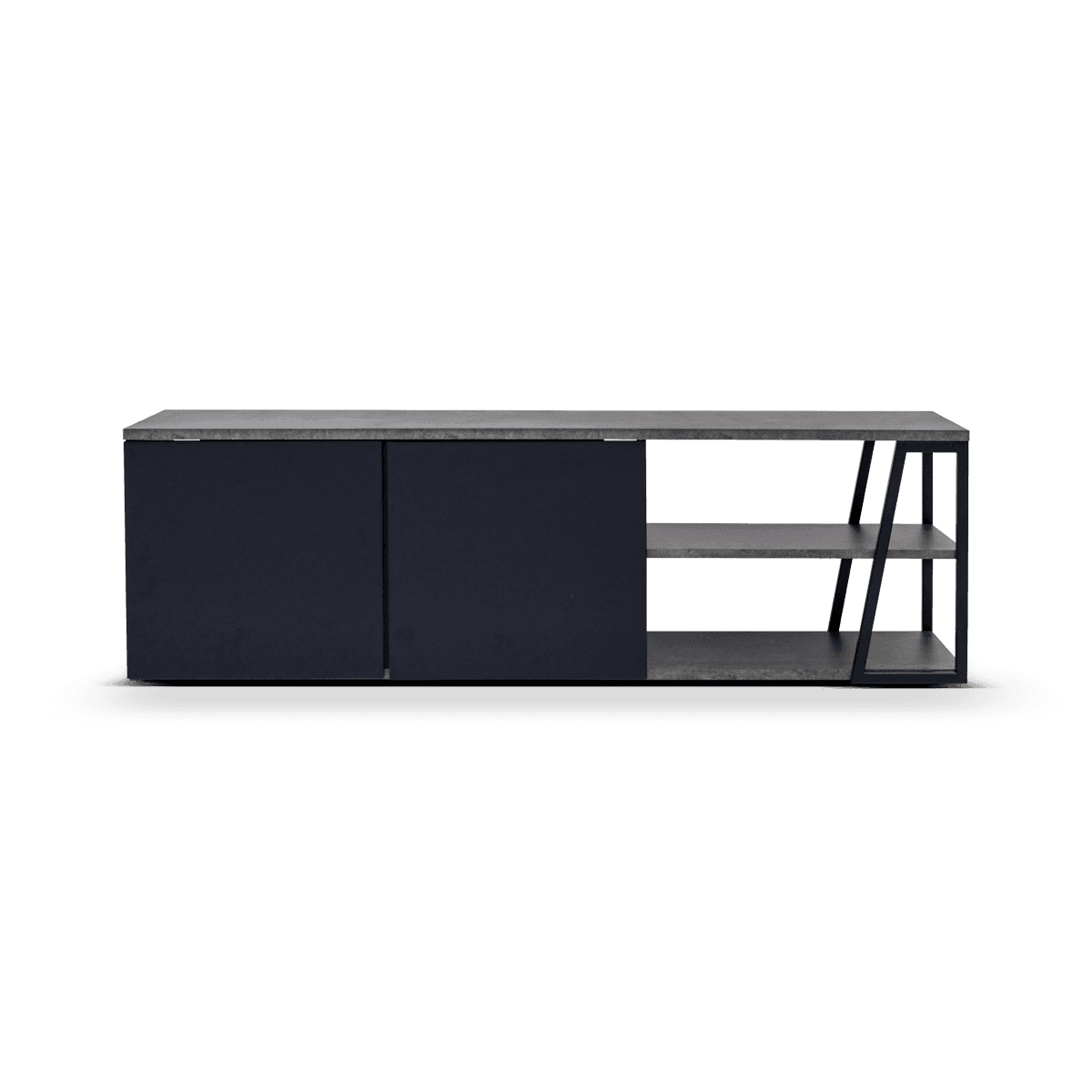 Albi TV Table Concrete Look, Black Steel