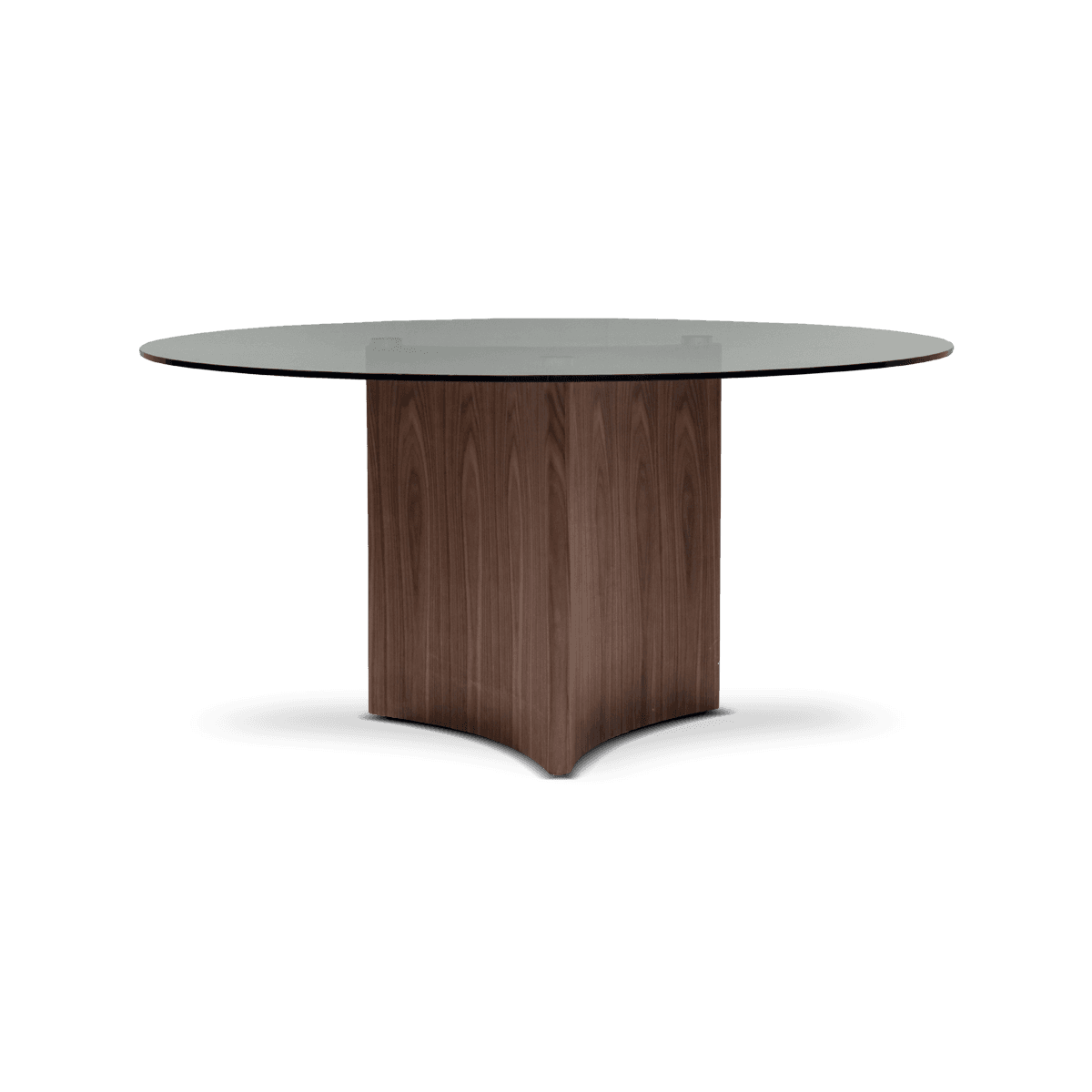 Trinity Round Dining Table Glass top,Walnut