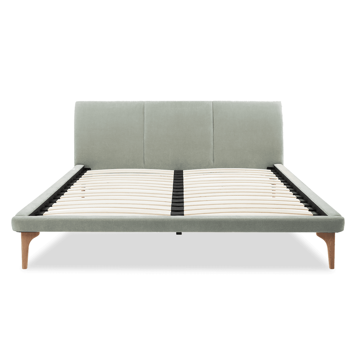 Atlanta Upholstered Bed With Slat,Oak/Moss