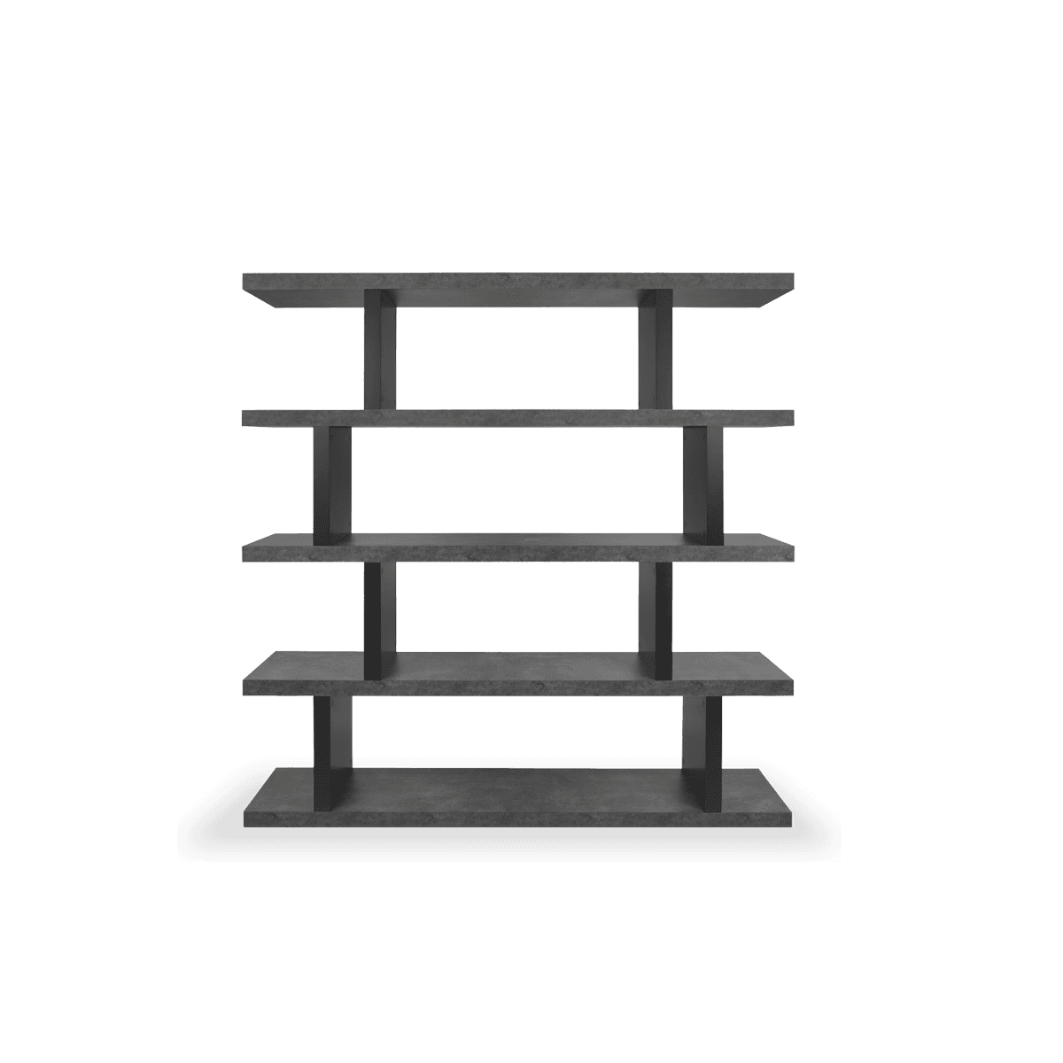 Step High Bookcase - Concrete Look, Pure Black