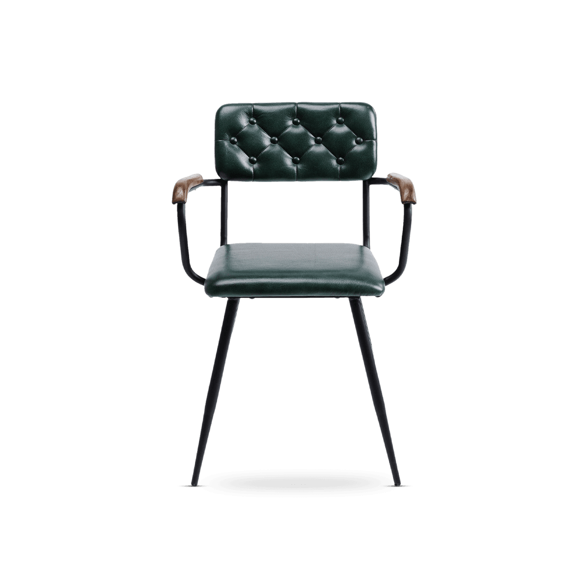 Dining Chair with Arm Rest Salsa Leather, Dark Green